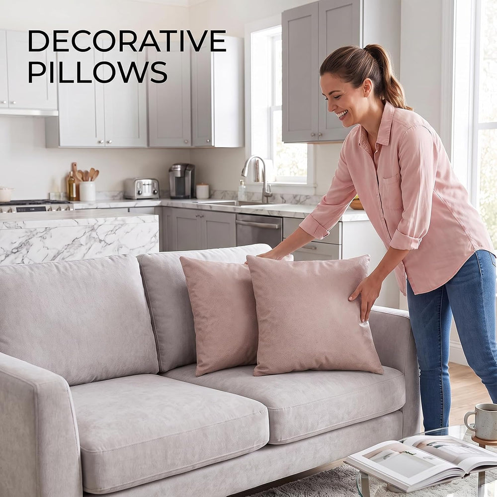 Set of 2 Throw Pillows 18x18 with Inserts Included, Pink Couch Pillows