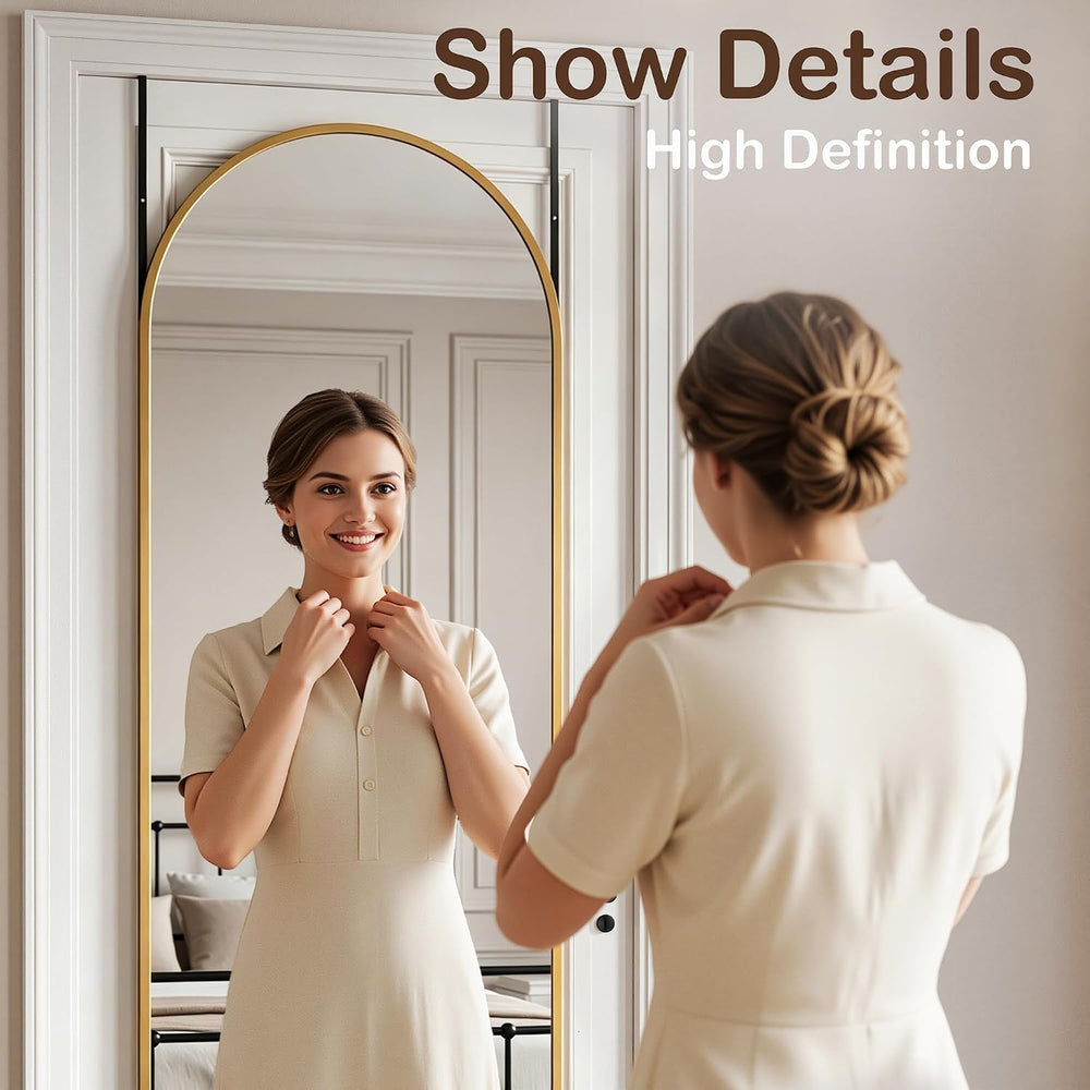 Antok Full Length Mirror, 48" x 14" Over-the-Door Hanging Mirror, Gold