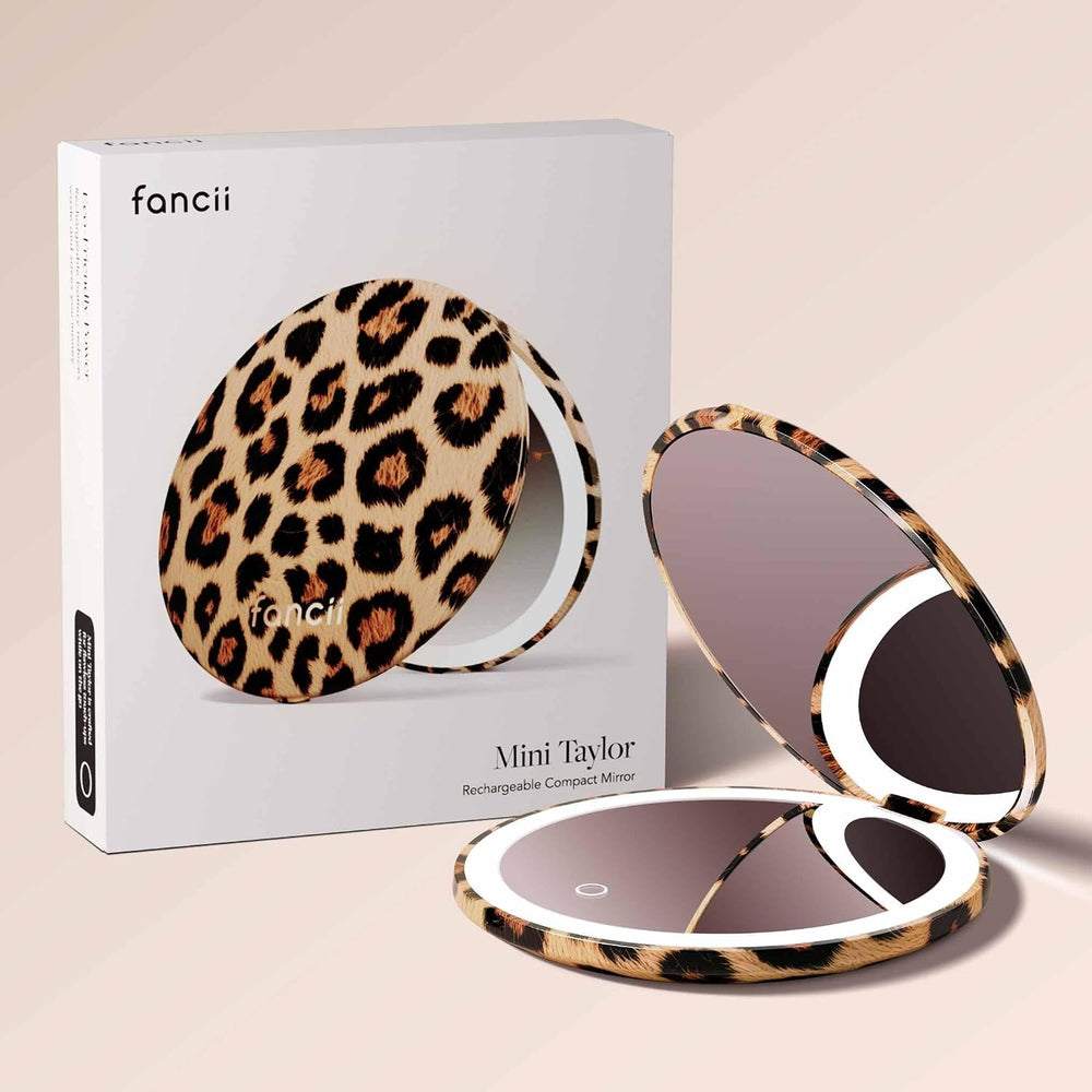 Fancii Mini Taylor Compact Magnifying Mirror with LED Light, 10x/1x, Recharge...
