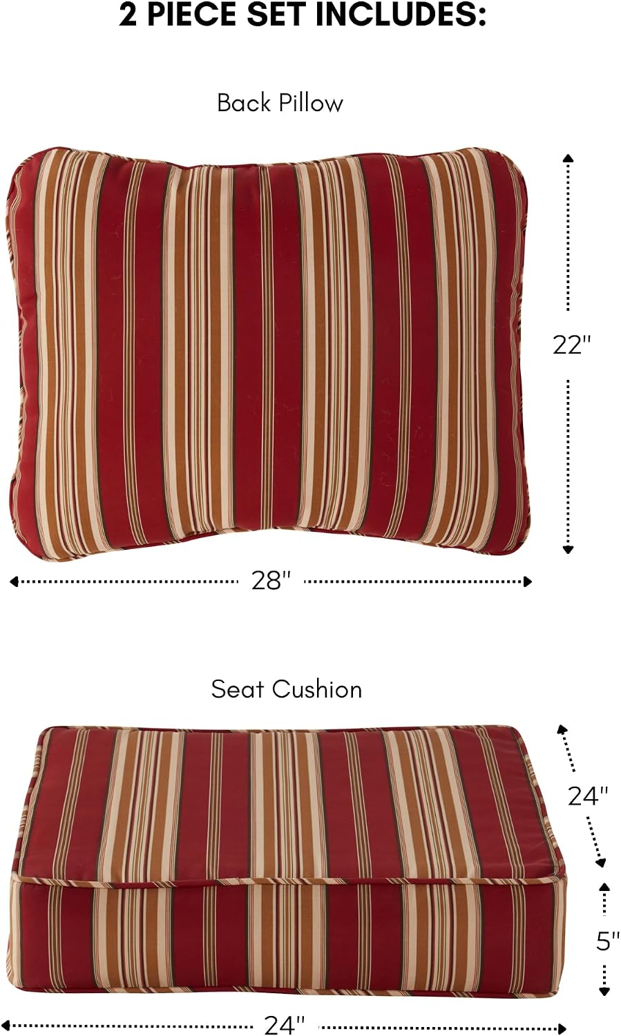 Tuscan Stripe Outdoor 2-piece Deep Seat Cushion Set