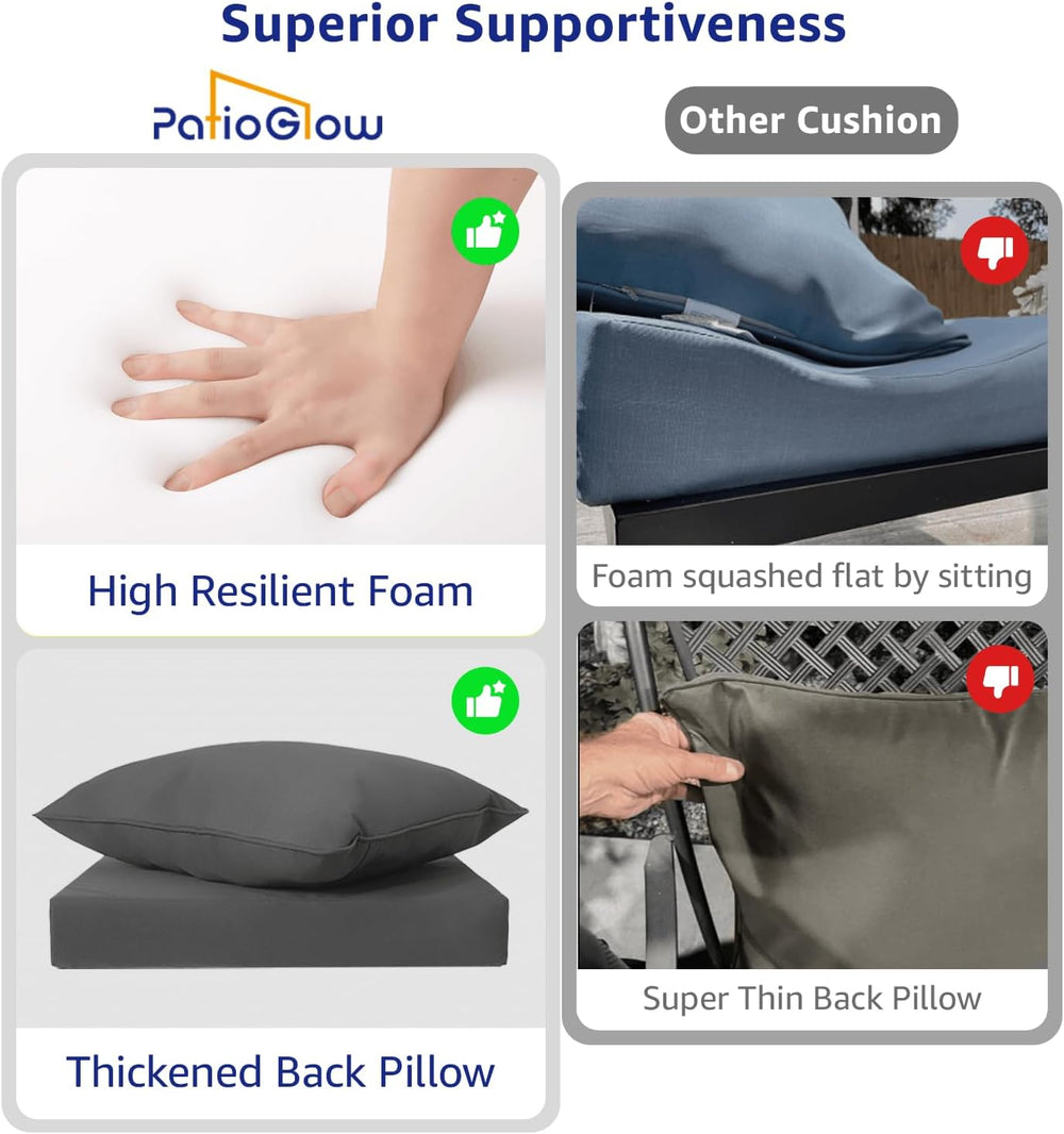 PatioGlow Outdoor Seat Cushion Set, 22" x 22" x 3.5", Set of 2...