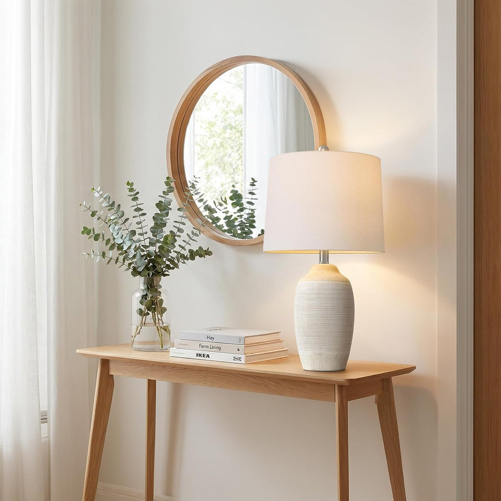 24.5" Ceramic Table Lamp for Living Room with Pre-Attached Shade