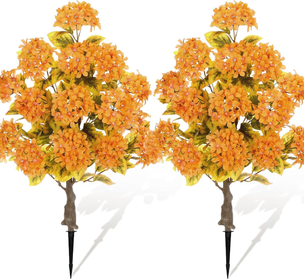 Lunmon 2 Pack 24in Artificial Hydrangea Fall Topiary Trees with Spikes