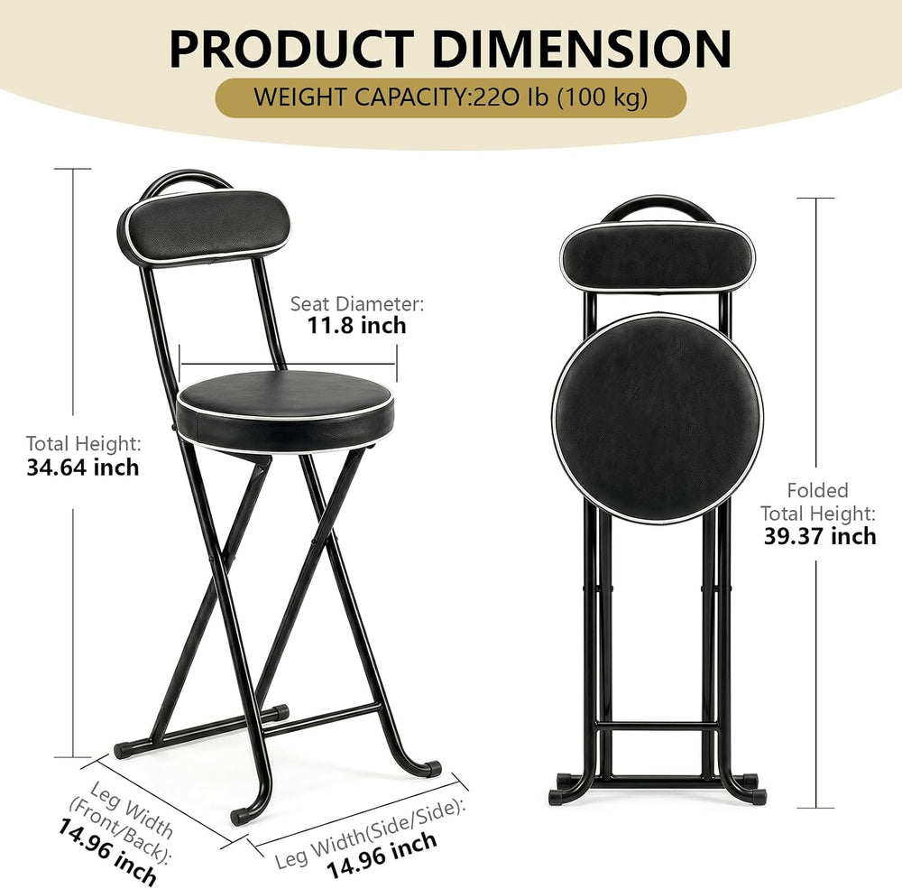 Folding Bar Stool,24" Portable High Counter Foldable Stool Chair