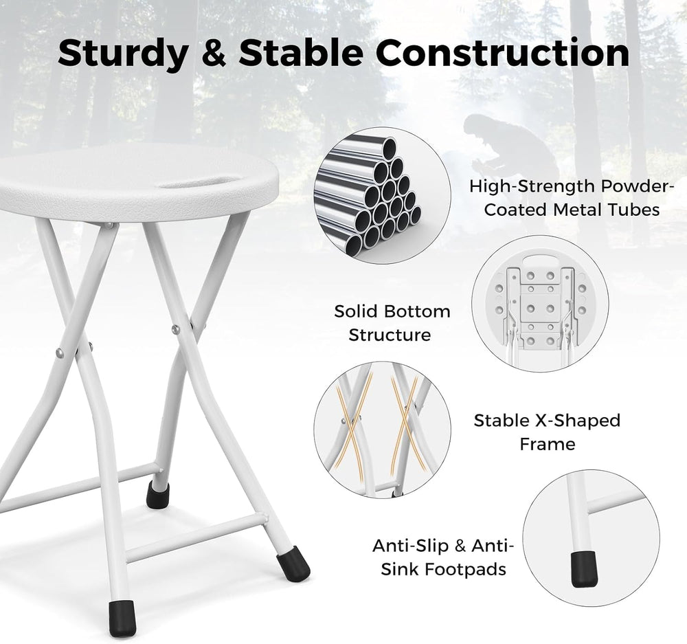 Goplus Folding Stool, 4 Pack 18 inch Foldable Camping Stool for Adults with 4...
