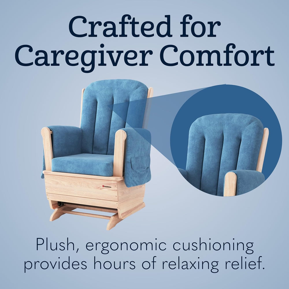 Foundations SafeRocker Standard Glider Rocker Chair, Blue Microfiber