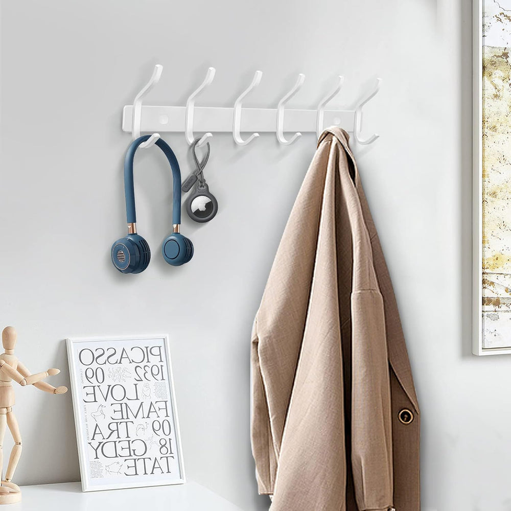White Coat Rack Wall Mount, 23 Inch Coat Hooks with 8 Hooks, 2 Pack