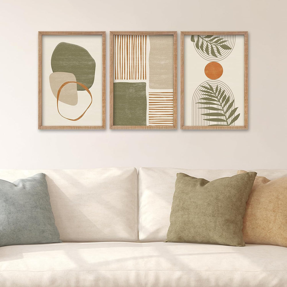 SRSZHIYUE Large Green Abstract Boho Plant Wall Art Set of 3 16"x11"...