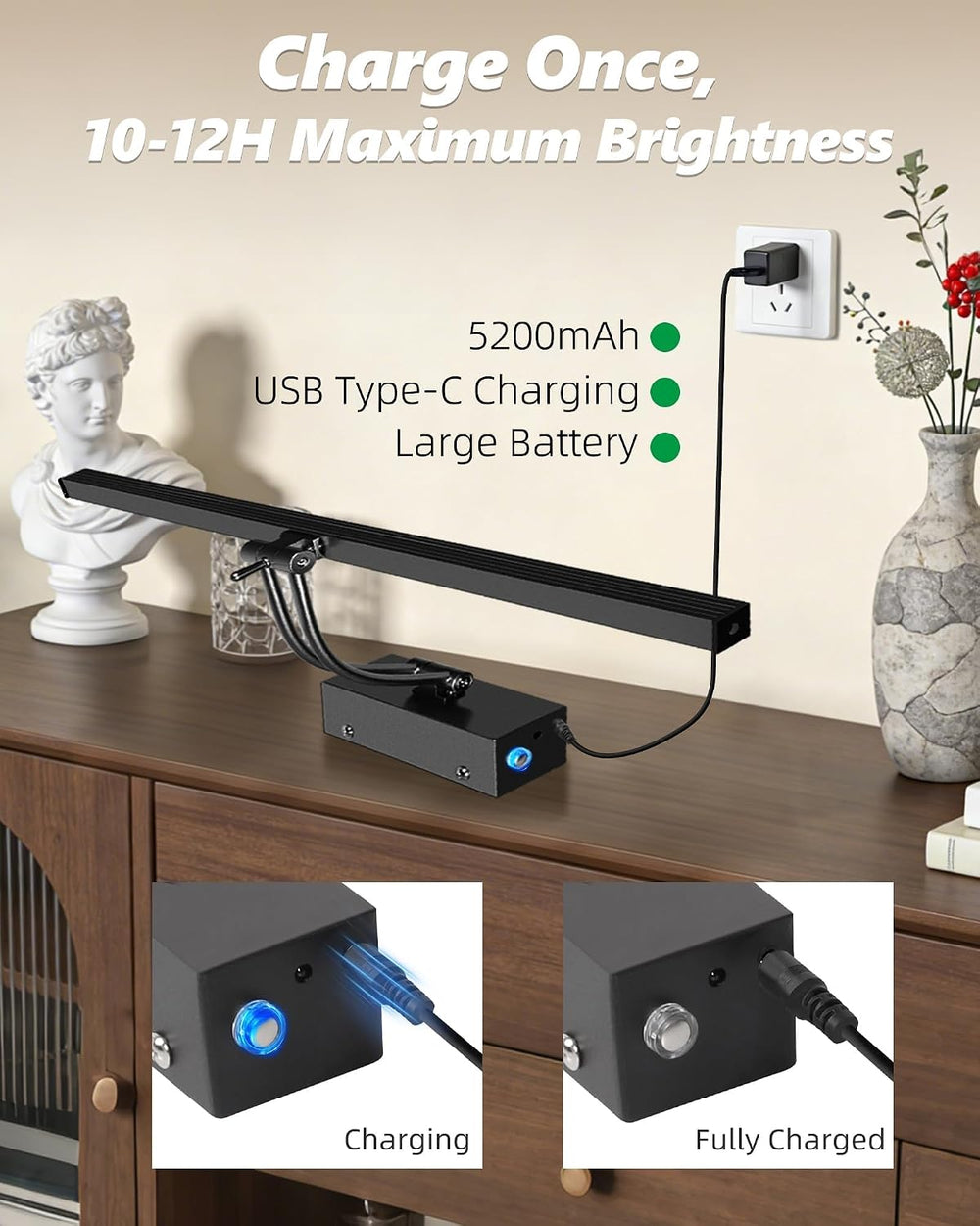 2 Pack 16-Inch Picture Light with Remote, 5200mAh Battery Operated