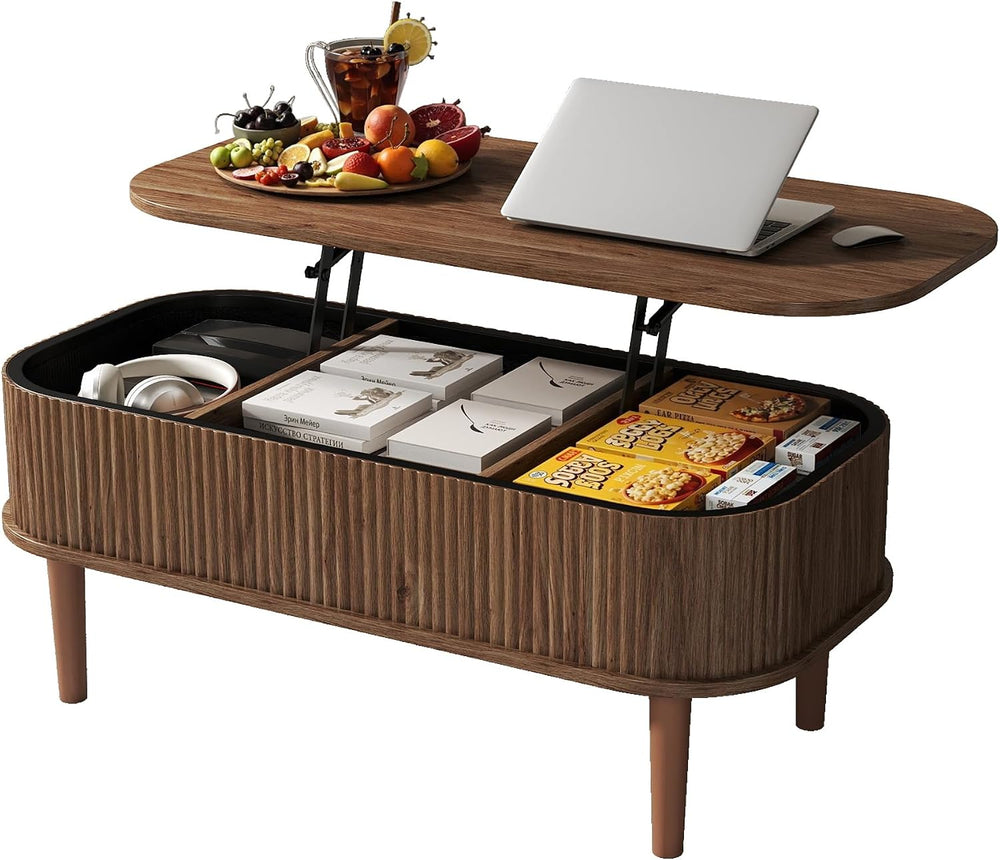 Coffee Table, Fluted Lift Top Coffee Tables for Living Room, Center Tables wi...