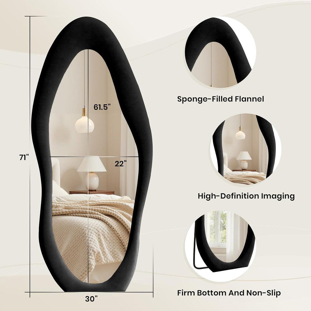 Anpark Full Length Mirror, 71"x 30" Wall Mirror, Flannel Wrapped Wo...