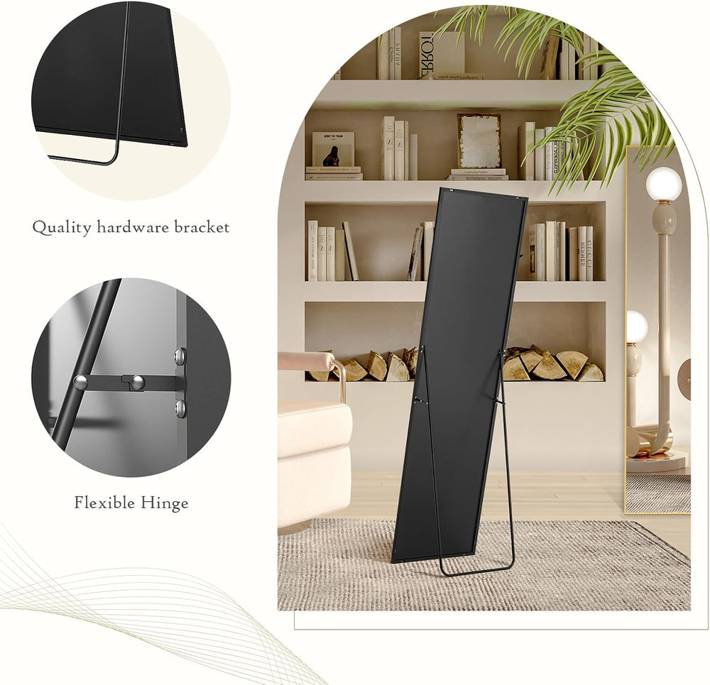 Full Length Floor Mirror, 16"x59" Body Wall Mirror with Stand