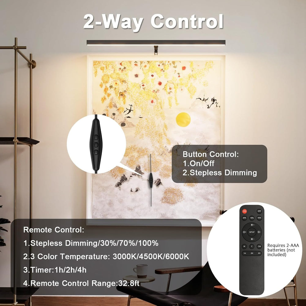 24" LED Picture Light Plug in, 9W Black Art Light