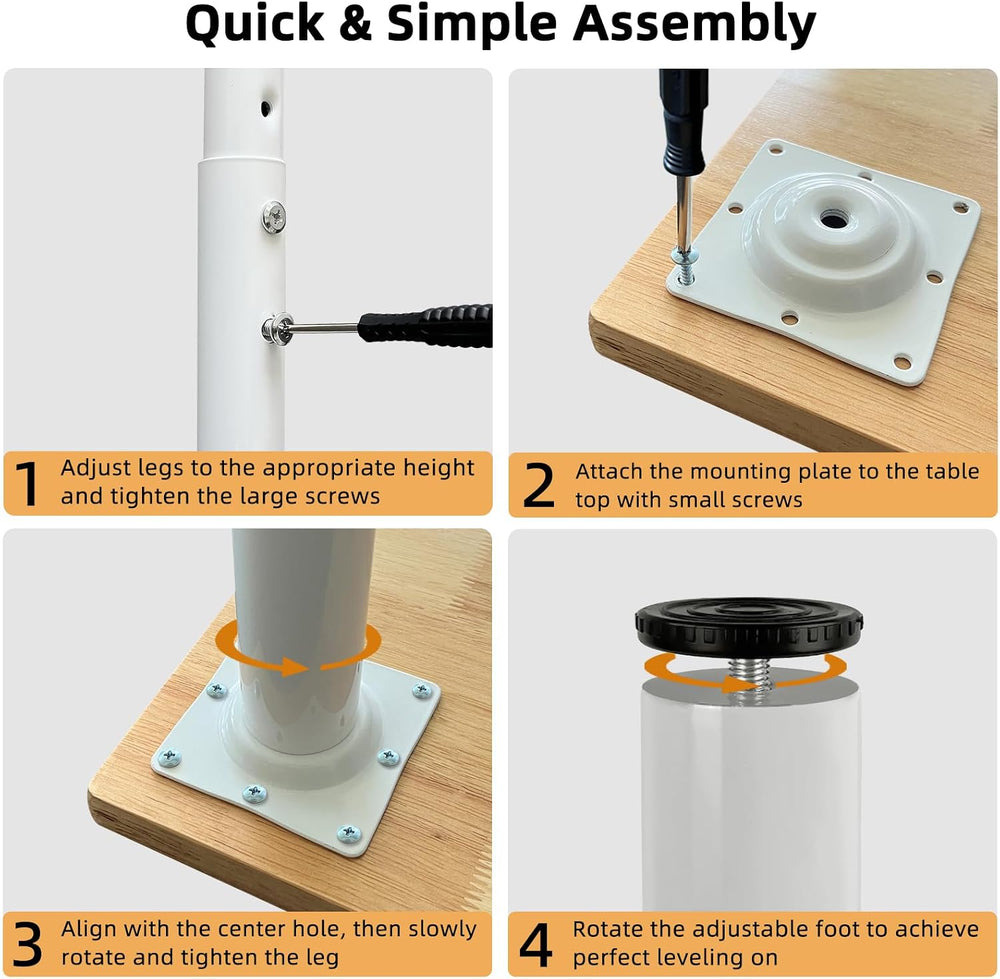 QLLY 24-40 inch Adjustable Metal Table Legs, Heavy Duty DIY Desk Legs with Le...