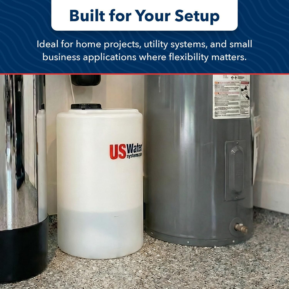 US Water Systems White 35 Gallon Water Storage Tank, Locking Lid