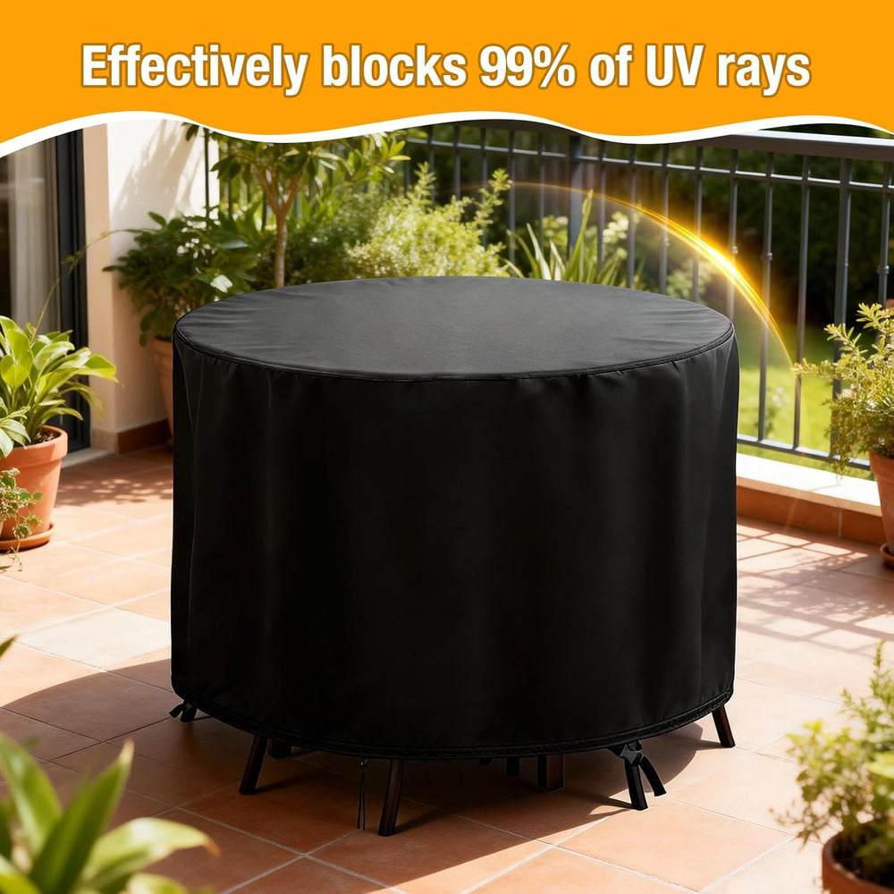 POMER Round Patio Furniture Set Cover,Outdoor Round Table Cover 90"D x 4...
