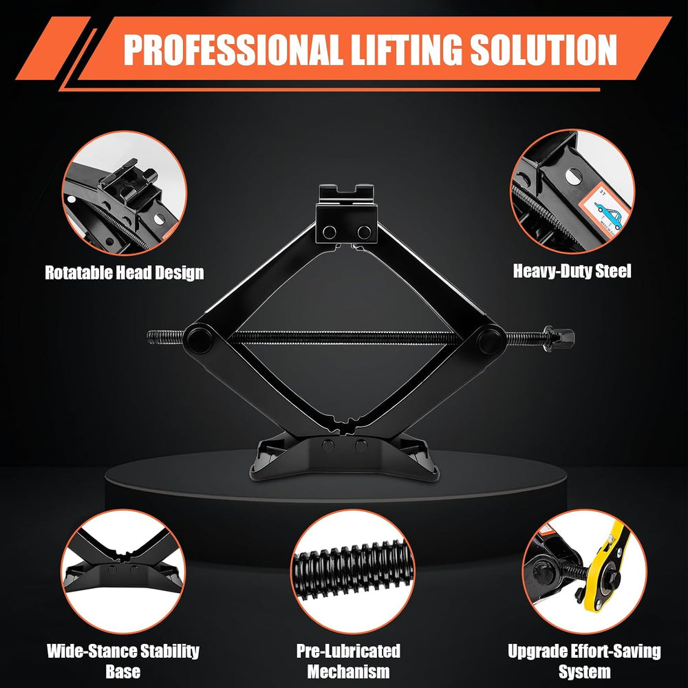 3 Ton (6610 Lbs) Car Jack, Universal Heavy Duty Scissor Jack, Professional Sp...