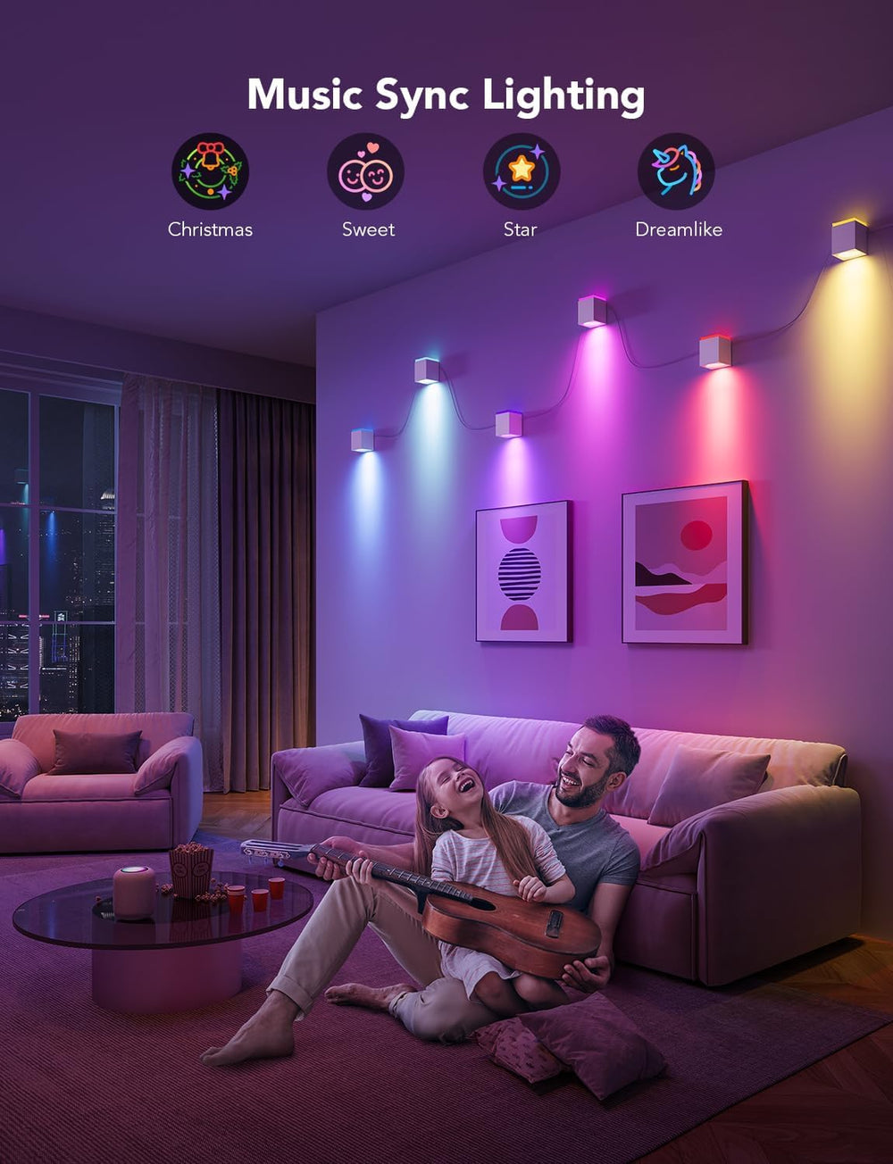 Govee Cube Wall Sconces, RGBIC LED Wall Light Works with Alexa, 15ft