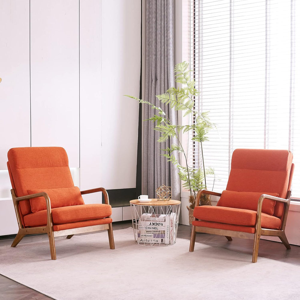 Karl home Accent Chair High Back Mid-Century Modern, Burnt Orange