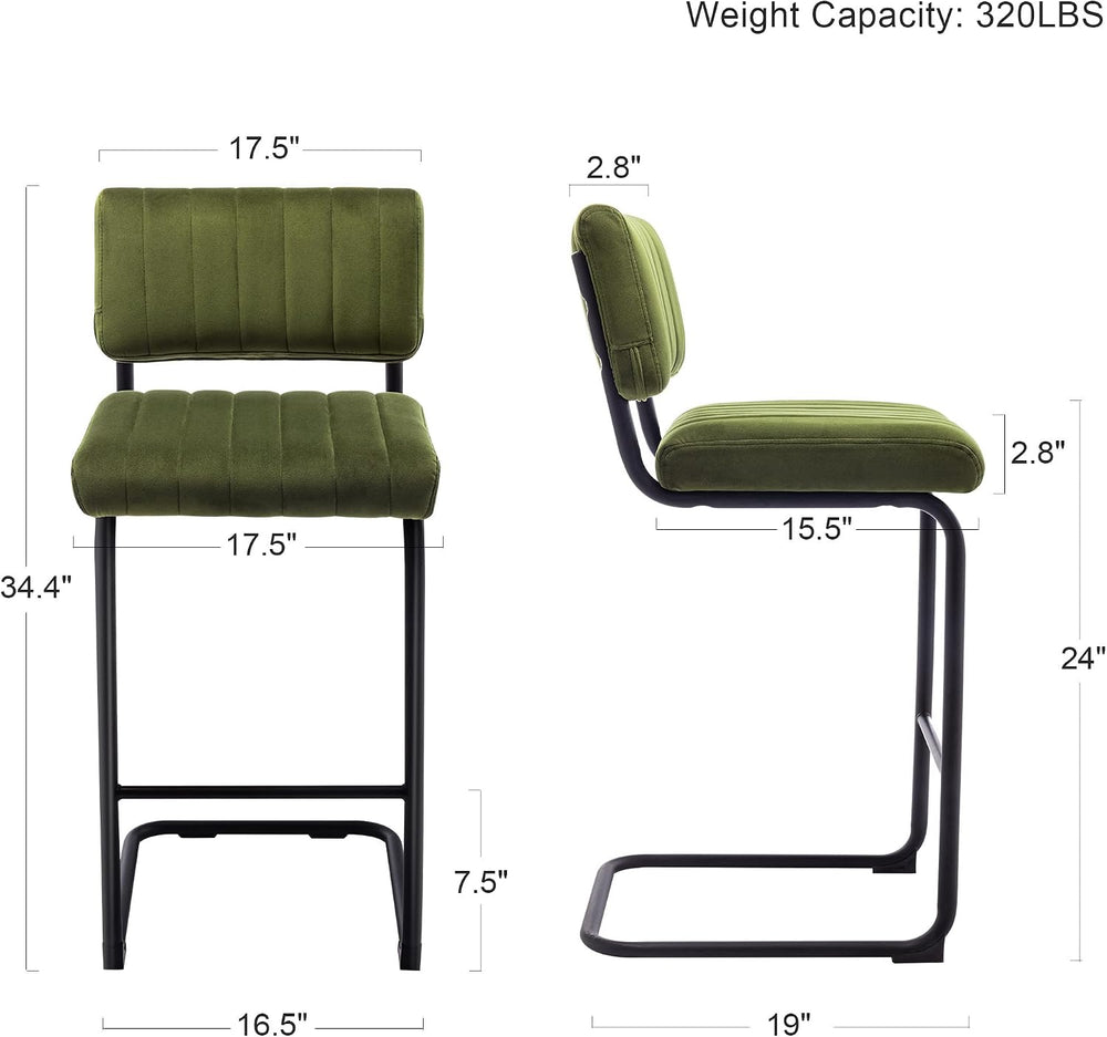ONEVOG 24.6'' Counter Height Bar Stools Set of 2, Mid-Century Modern ...