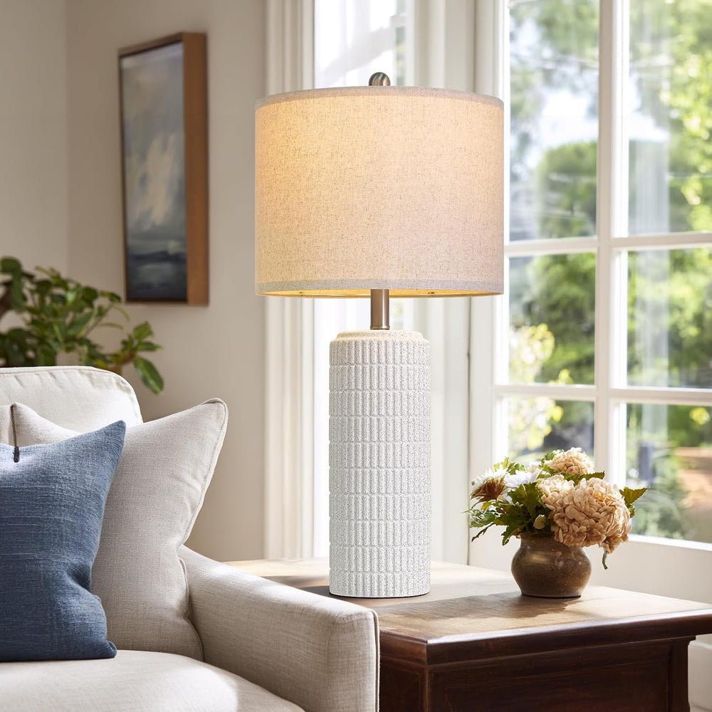PoKat 27.5'' Tall Table Lamps for Living Room Set of 2, Stone-Like Ce...