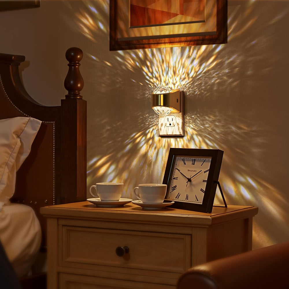 Briignite Night Light, Gold Night Lights Plug into Wall 2Pack LED Projector