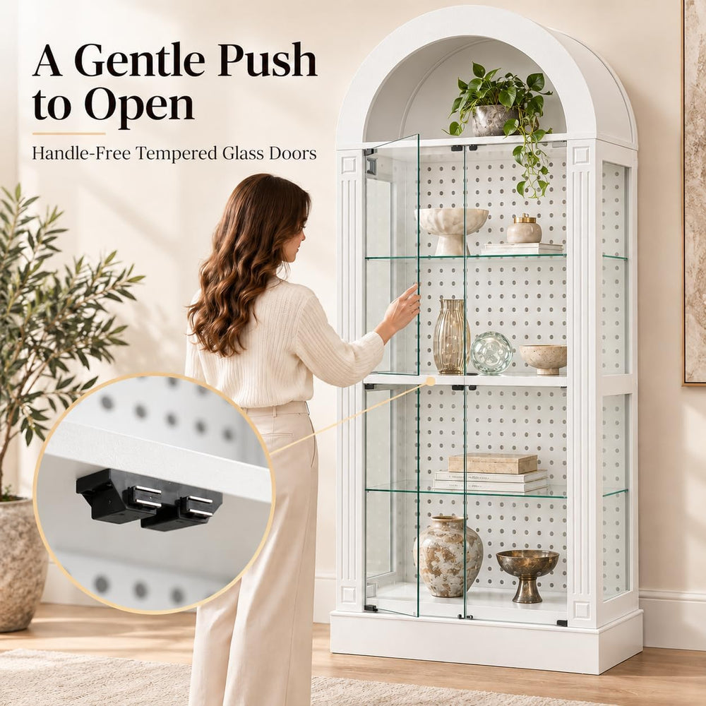 kepptory 71" Arched Display Cabinet with Glass Doors and LED