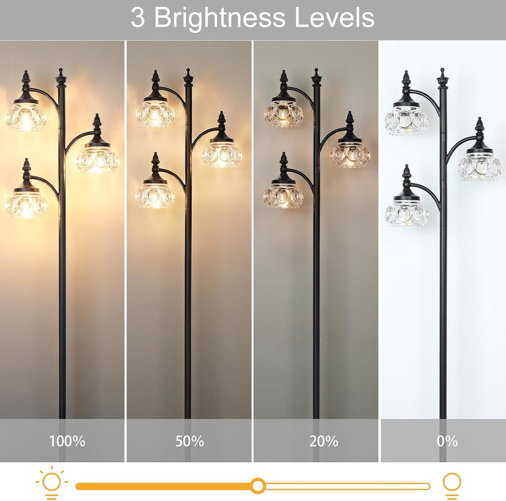 JUNNAI Black Floor Lamp for Living Room,Tall Standing Lamp Dimmable Tree Floo...
