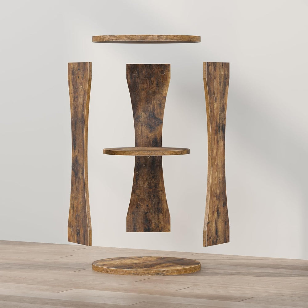 YATINEY Round Side Table Set of 2, 3-Tier Small End Table with Storage Shelve...