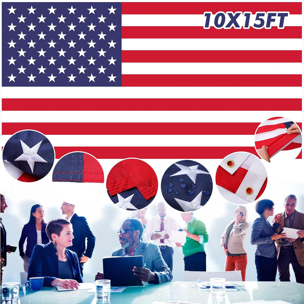 Tradder 10 x 15 ft Large American Flag Outsides Heavy Duty