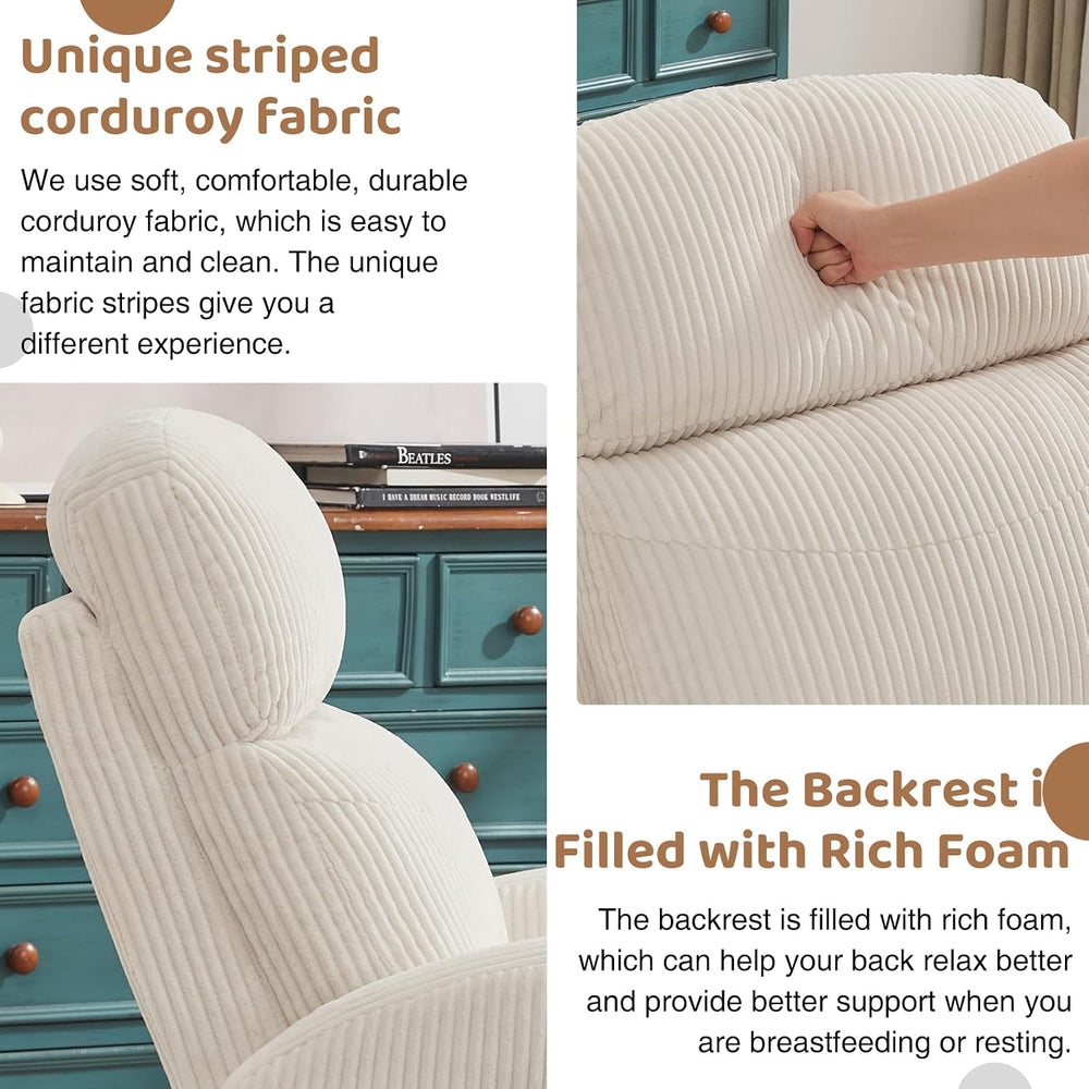 Manual Swivel Rocker Recliner, Small Recliners for Small Spaces