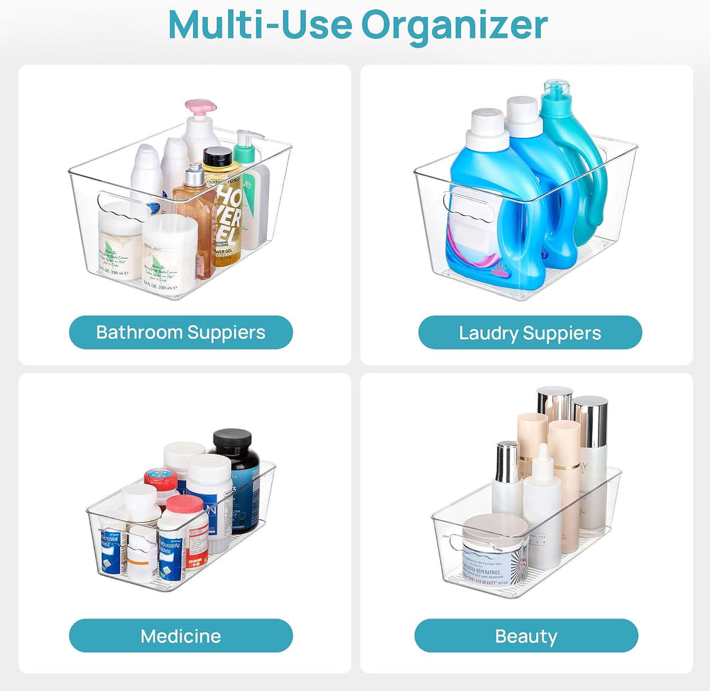 Vtopmart 8 Pack Clear Storage Bins with Lid Set for Pantry Organizer