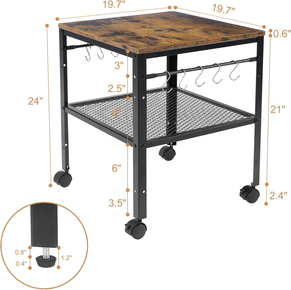 onlytak Rustic End Table, 2-Tier Side Table with Adjustable Height Shelf