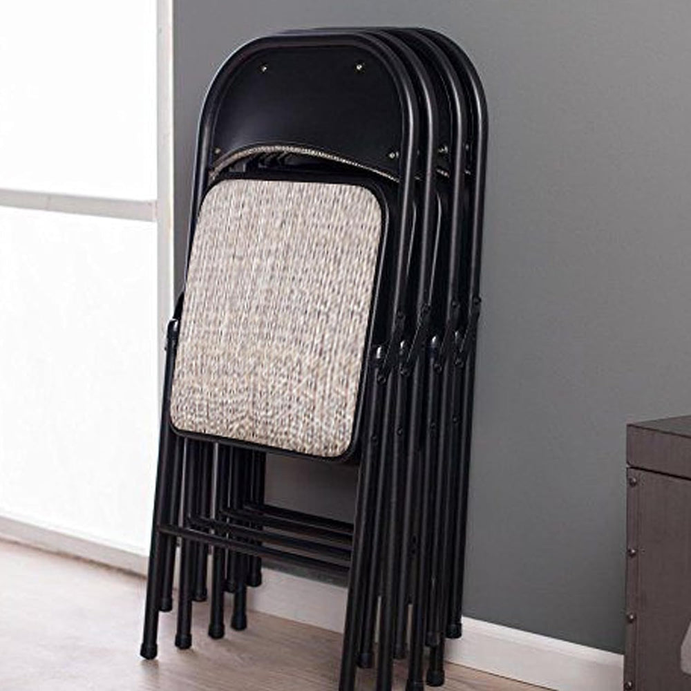 Sudden Comfort Deluxe Padded Folding Dining Chairs, Cinnabar/Motif, 4 Pack