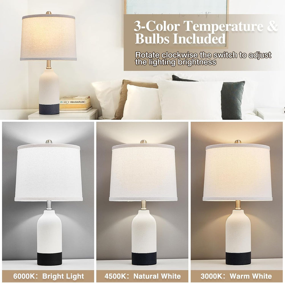 Luvkczc Ceramic Table Lamp Set of 2, Adjustable Color Temperature