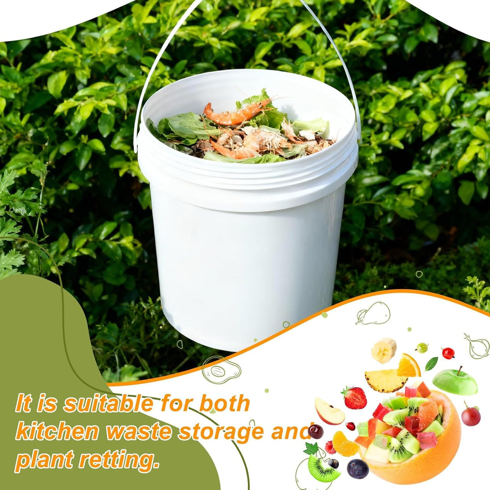 3PCS 2.5 Gal White Buckets Set, Durable Plastic Storage Containers with White...