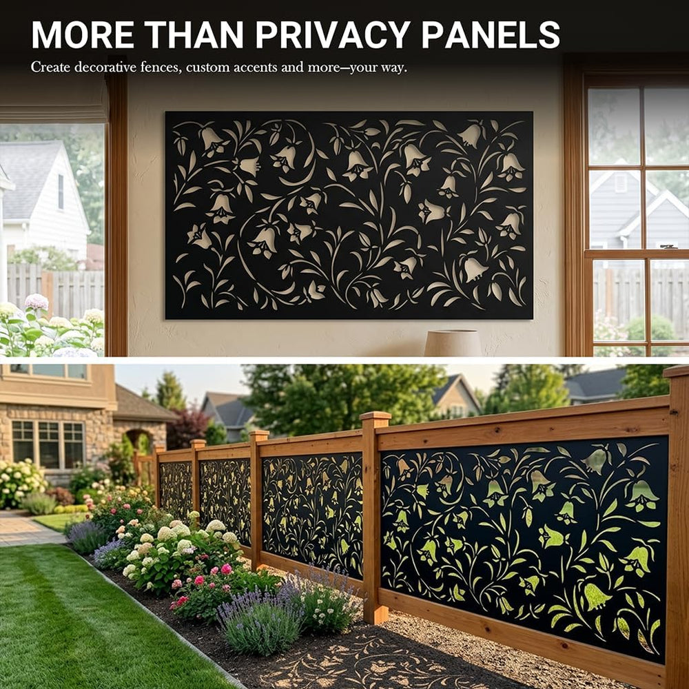72" Outdoor Privacy Screen, Decorative Metal Privacy Fence Panels