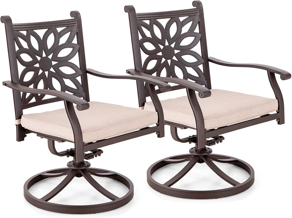 Sophia & William Patio Dining Set, Cast Aluminum, Swivel Chairs, Brown