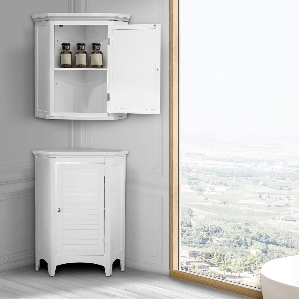 Teamson Home Glancy Corner Freestanding Floor Cabinet, White