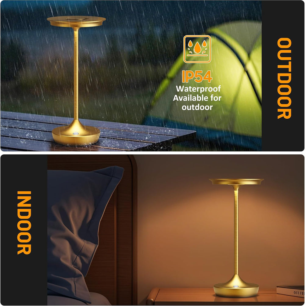 LED Rechargeable Cordless Outdoor 6000mAh Battery Table Lamp 2-Pack Gold