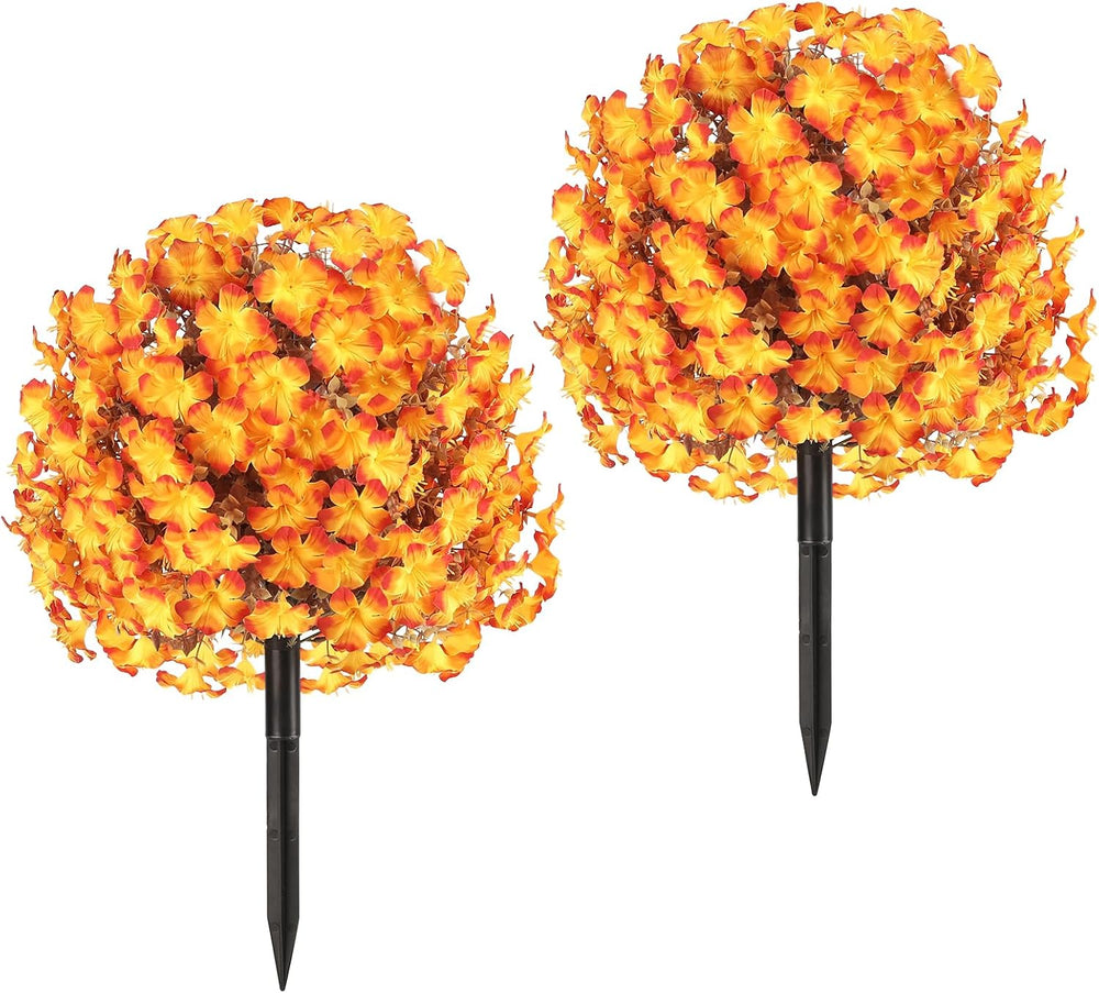 LFF 2 Pack Fall Artificial Petunias Flower Topiary Balls with Ground Stake