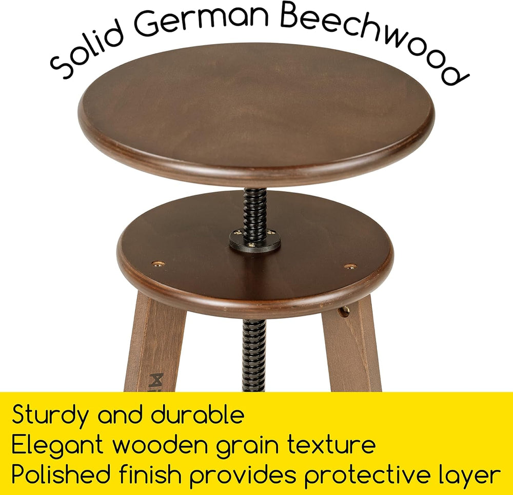 MEEDEN Walnut Drafting Stool with Solid Beech Wood, Height Adjustable Artist ...