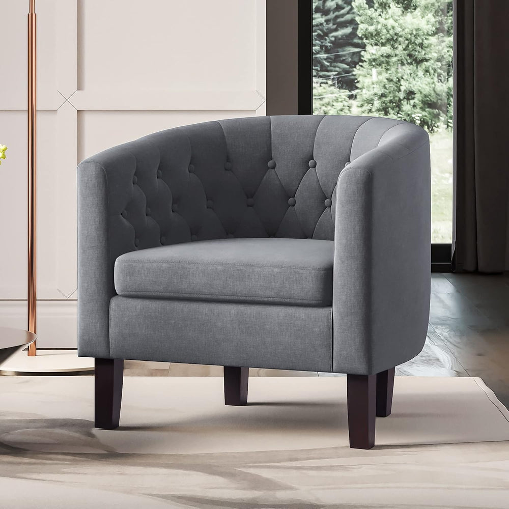 BELLEZE Accent Barrel Arm Chair, Set of 2 Modern Comfy Upholstered Tufted Clu...