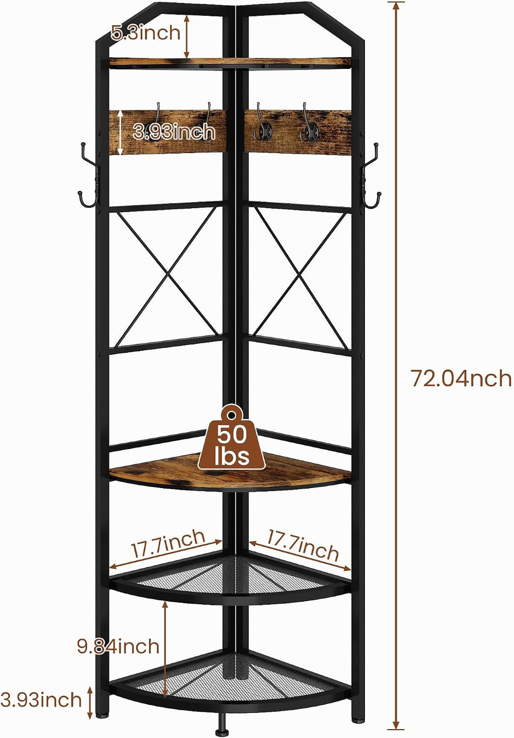 Corner Coat Rack with Storage, Entryway Hall Tree with Shoe Rack and Hooks, F...
