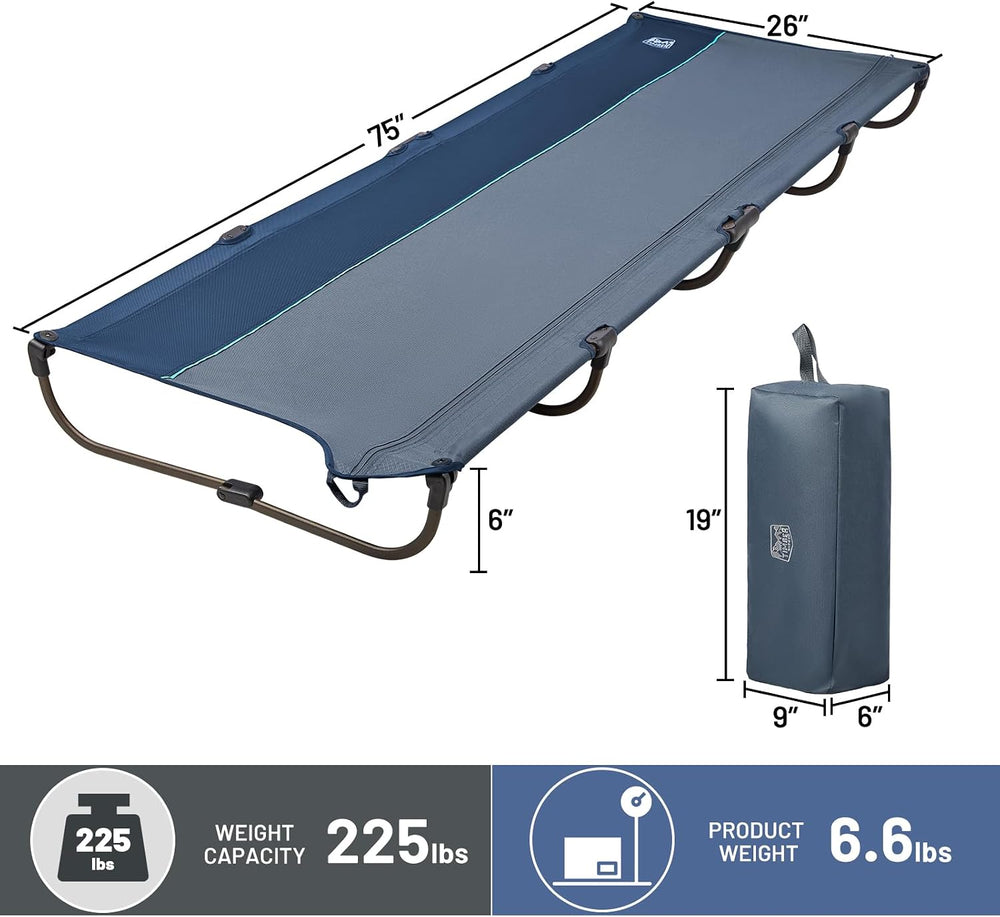 TIMBER RIDGE 20-Second Quick Set-Up Camping Cot, Lightweight Aluminum Folding...