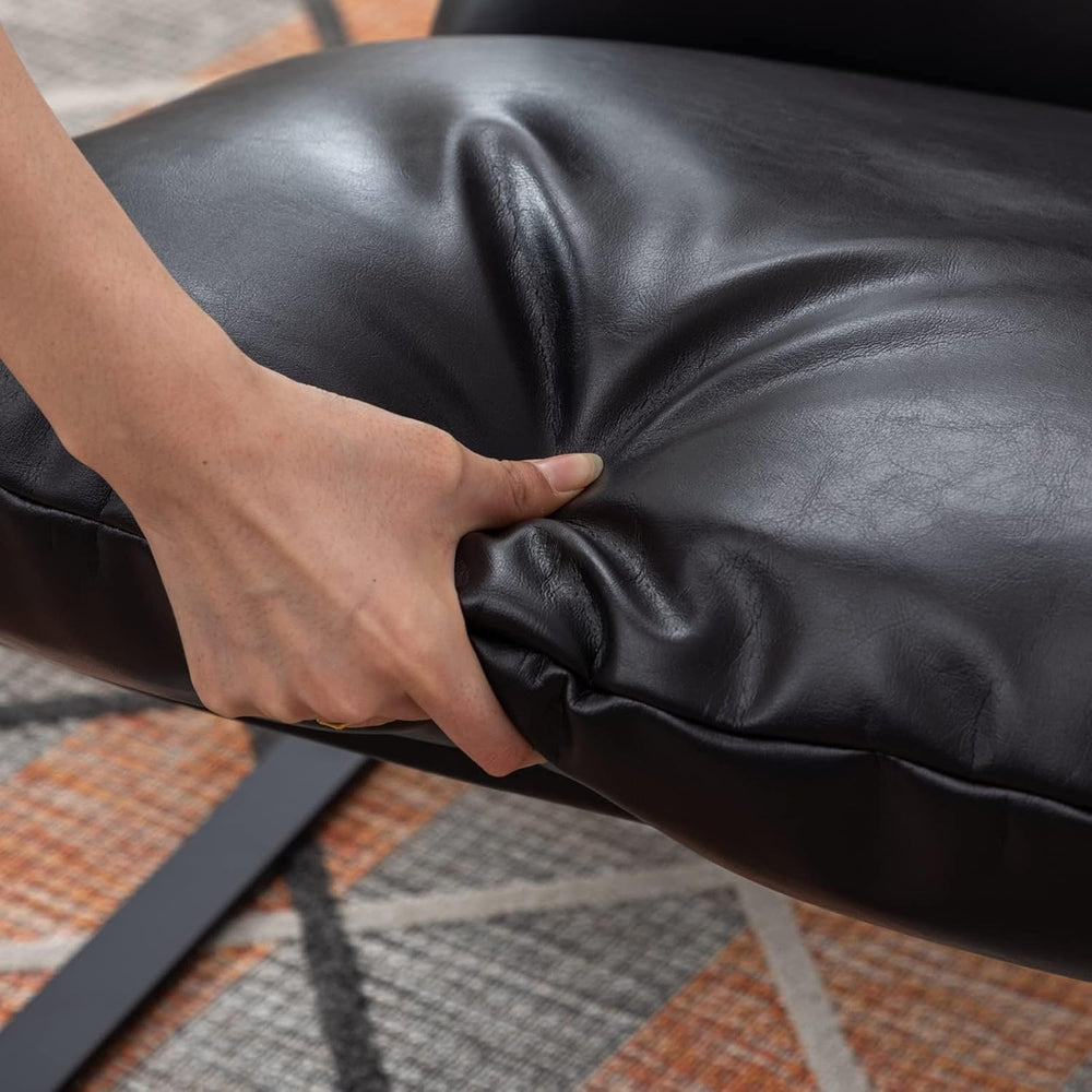 Ya-Home 1-Pack Mid-Century PU Leather Accent Armchair, Black