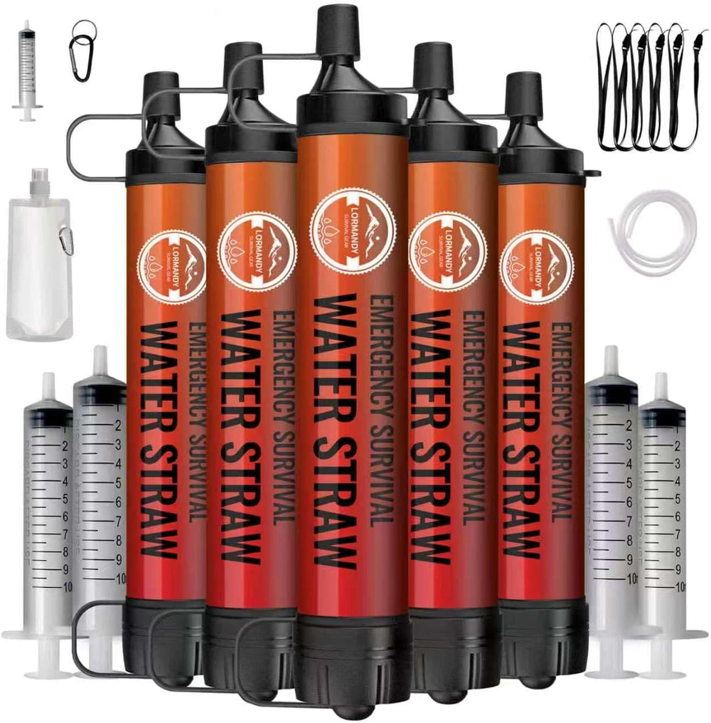 Straw Water Filter 5 Pack - Outdoor Camping & Hiking Survival Gear