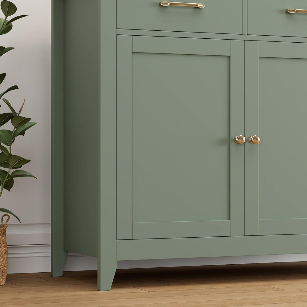 HORSTORS 47" W Kitchen Buffet Sideboard Cabinet with Storage Drawers, Green