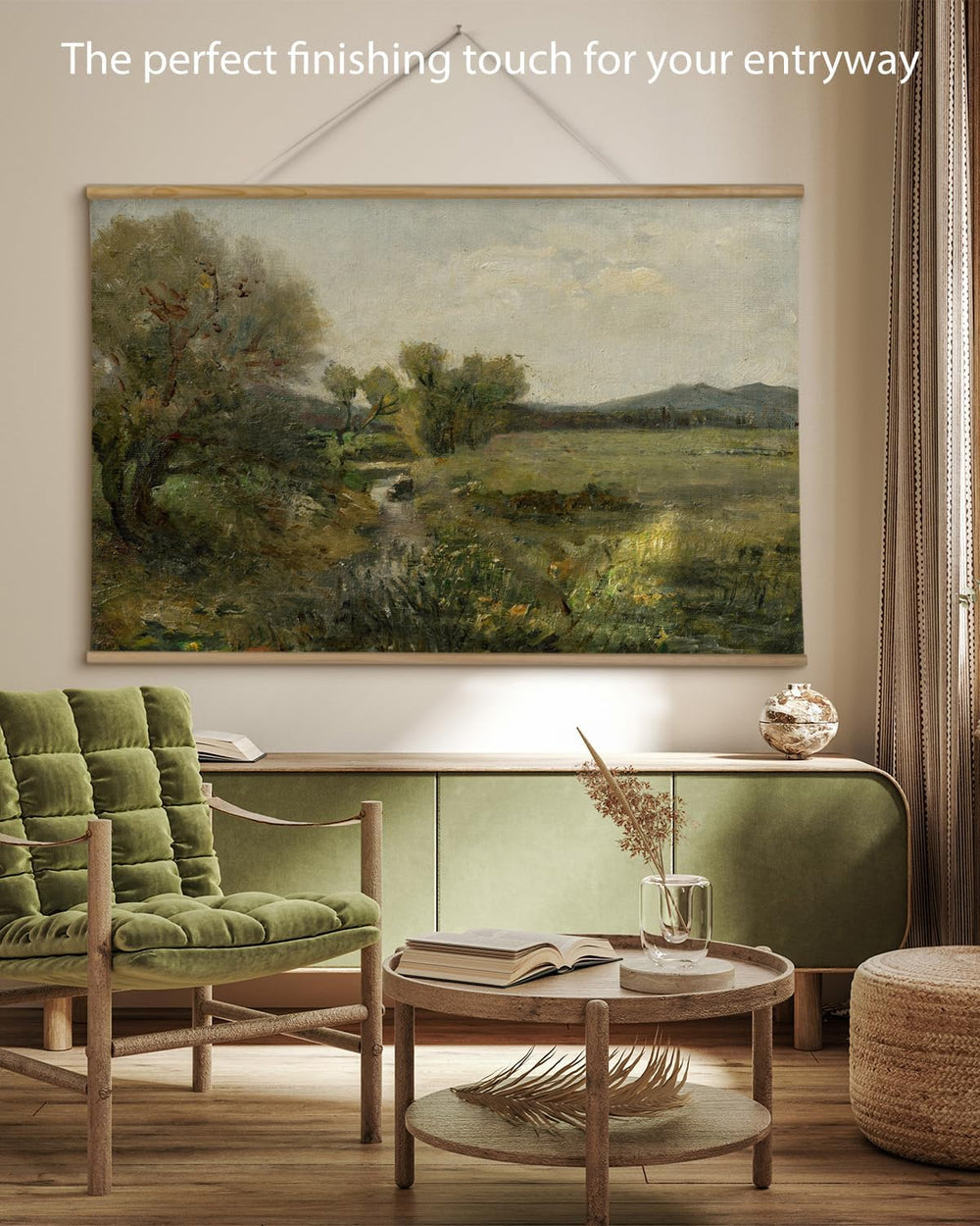 ARPEOTCY Extra Large Framed Wall Art, Creek Forest Landscape Print, 36x54In