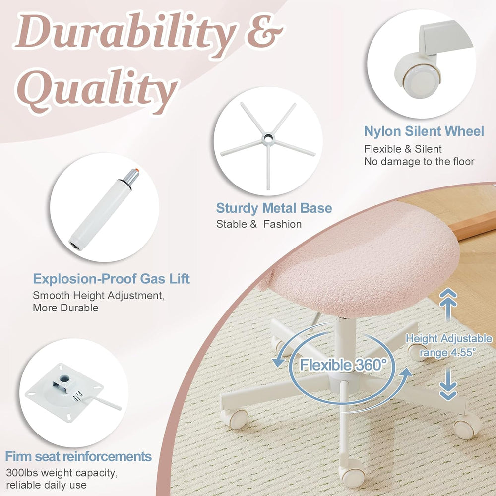 VINGLI Cute Candy Chair Armless Comfy Small Office Desk Vanity Chair with Whe...